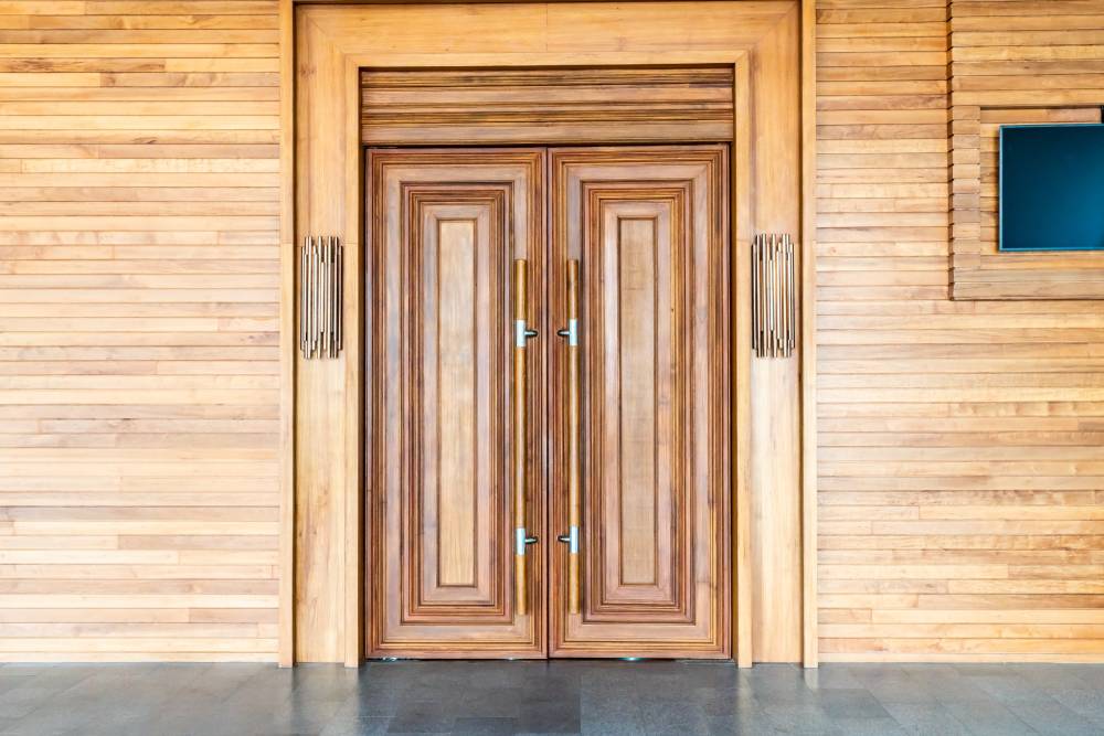 Architectural Wood Doors wood door on wall - vintage effect filter