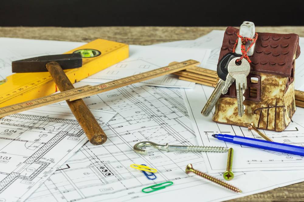 Key System Floor plan isolated on white background. Engineering and technical drawing, part of the architectural project. Construction of a family house.